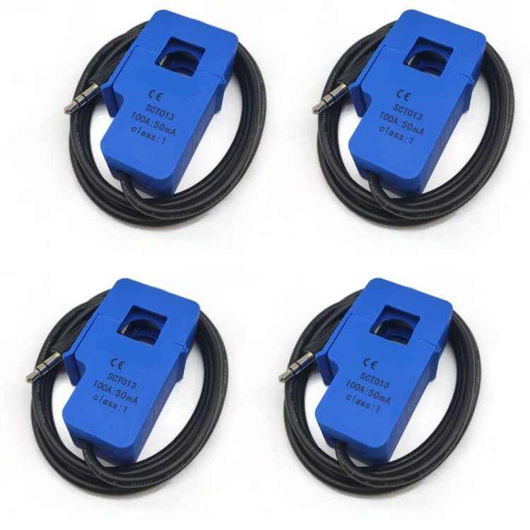 Aivoxe 4Pcs 100A/50mA SCT013000 Non-invasive Split Transformer Sensor SCT-013-000 Split Core Current Sensor Transformer, Blue, 4psct100A - Image 1